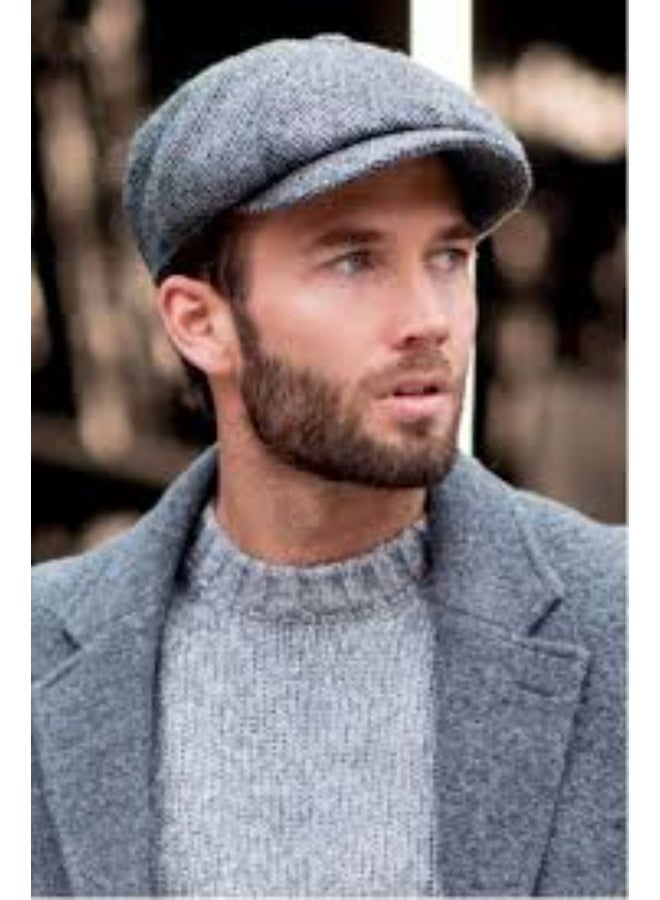 كاب رجالي كلاسيكي بتصميم هيرينجبون صوفي - أنيق للشتاء والمناسبات اليومية، خامة صوف مُمزجة عالية الجودة، بطانة مبطّنة لراحة حرارية، حافة مُدعّمة هدية مثالية للرجل العصري والأنيق - Image 3